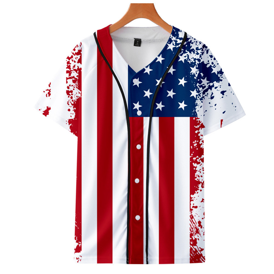 Streetwear Brand In Usa - Бейсбольная футболка с национальным флагом США,