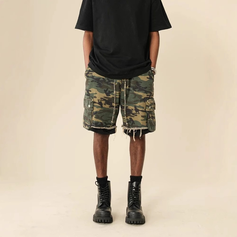 Streetwear Brand Pants - Американские уличные шорты-карго с необработанными краями,