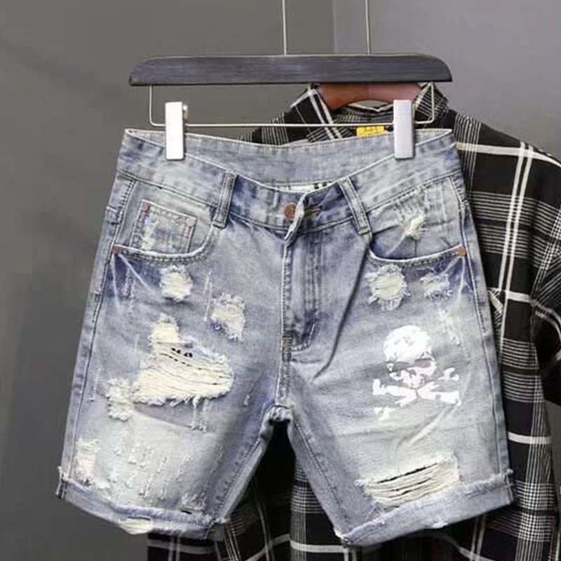 Streetwear Brand Pants - Джинсовые шорты мужские стрейчевые, рваные брюки